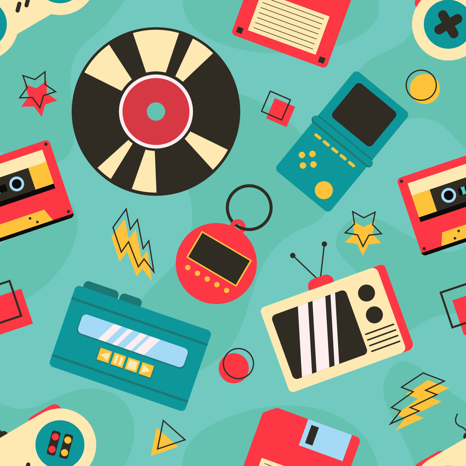 Retro 90s Seamless Pattern Background 8069065 Vector Art at Vecteezy