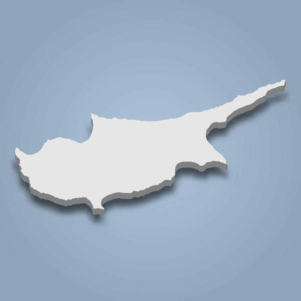 3d isometric map of Cyprus is an island in Mediterranean Sea vector