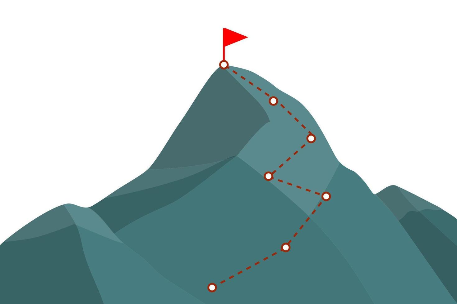 pico de montaña con ruta vector