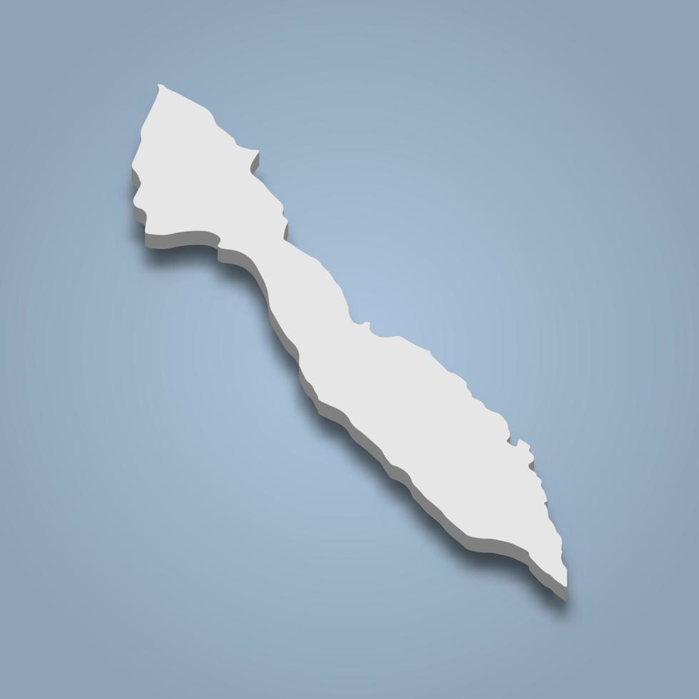 3d isometric map of Lummi is an island in Washington state vector