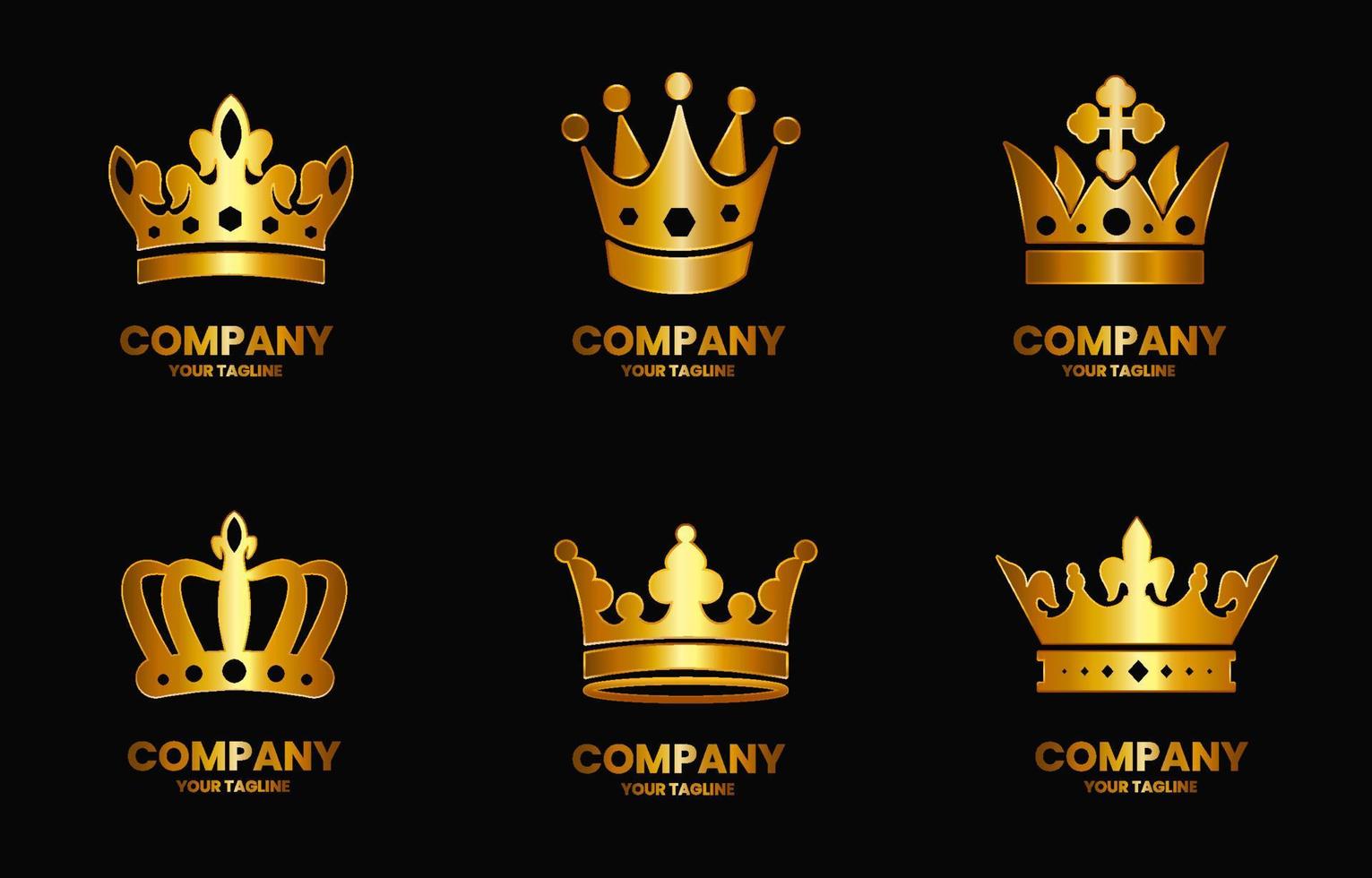 Luxury Crown Logo Set Collection vector