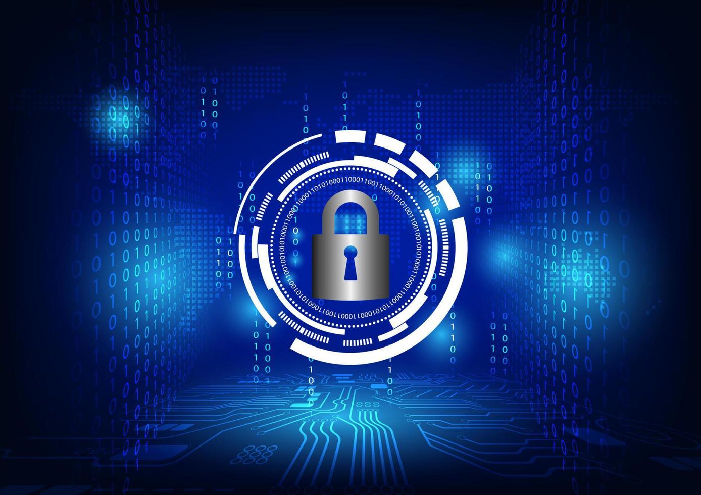 Vector illustration Hi Technology Key Hole and gears cog with binary code digital number protection background concept security technology