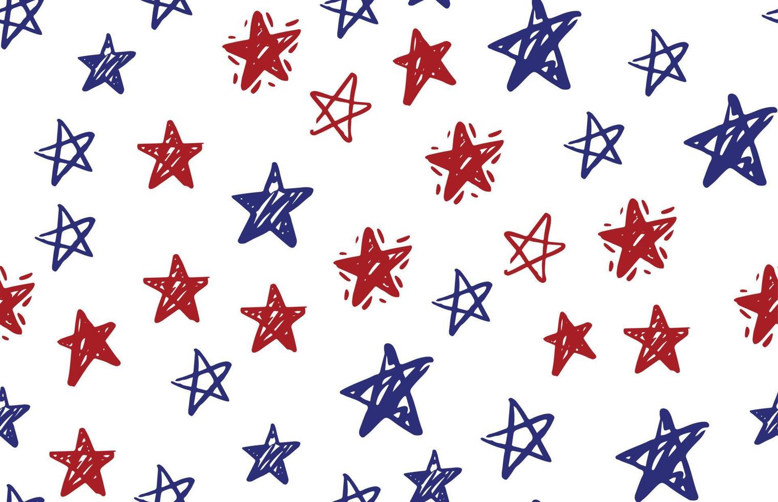 Presidents day, Independence Day USA, Hand drawn illustration. Stars grunge. vector