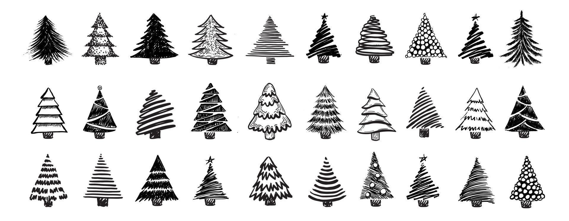 Christmas tree hand drawn illustrations. Vector. vector