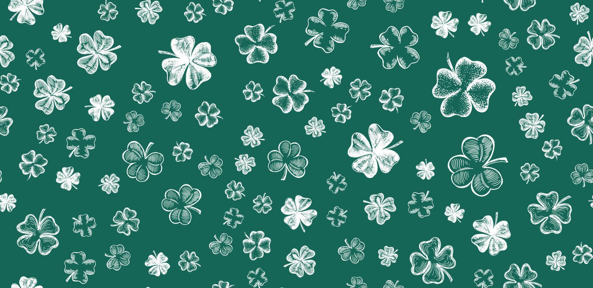 Happy Patrick's day. Clover set. Hand drawn illustration. vector