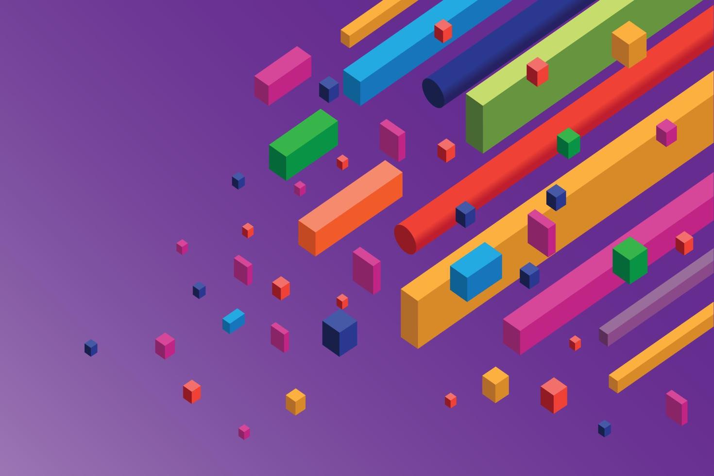 Modern abstract isometric and geometric with purple background vector