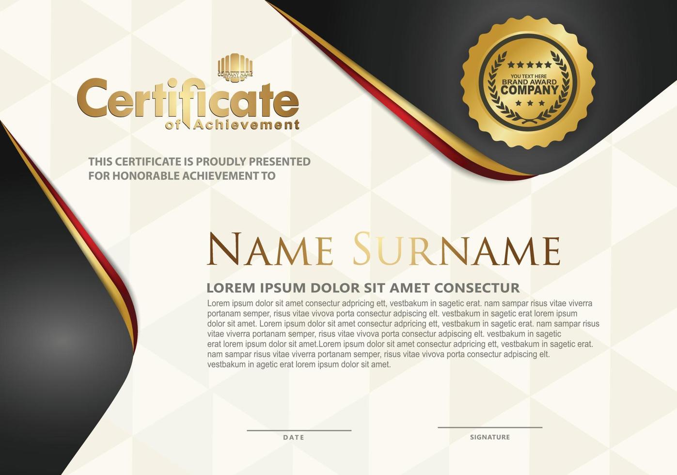 Certificate template with luxury and elegant texture modern pattern, diploma, Vector illustration