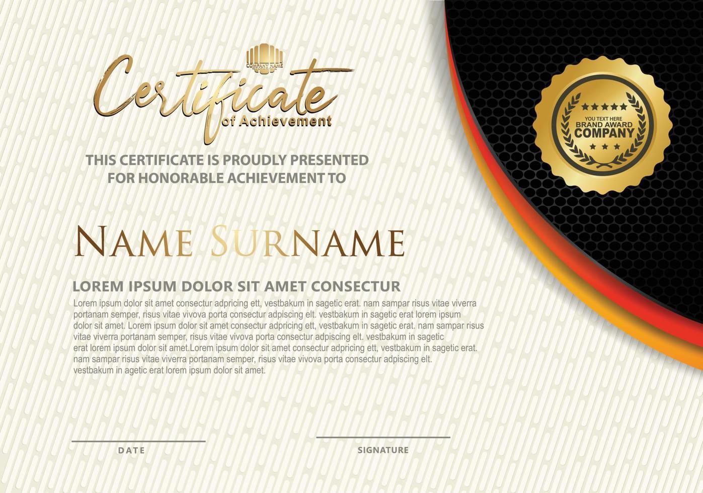 Certificate template with textured background, vector