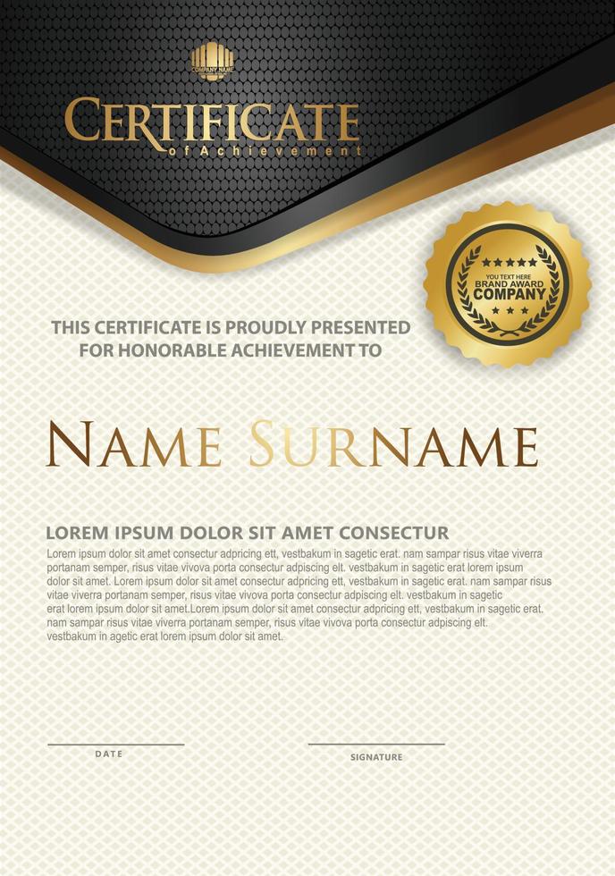 Certificate template with textured background, vector