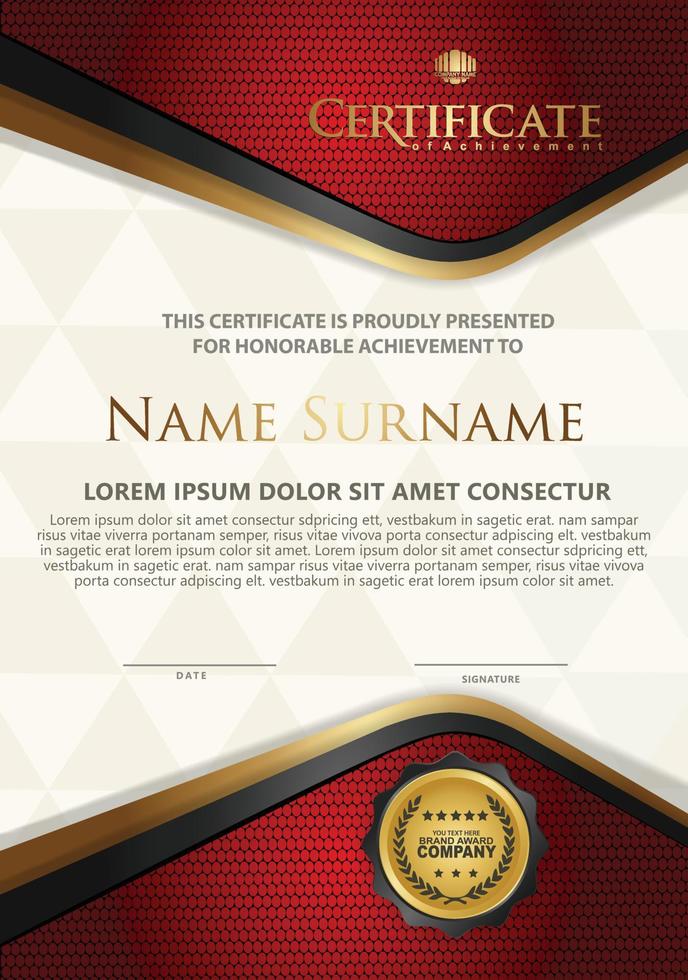 Certificate template with textured background, vector