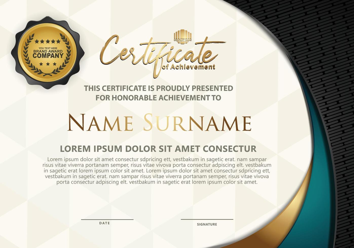 Certificate template with textured background, vector