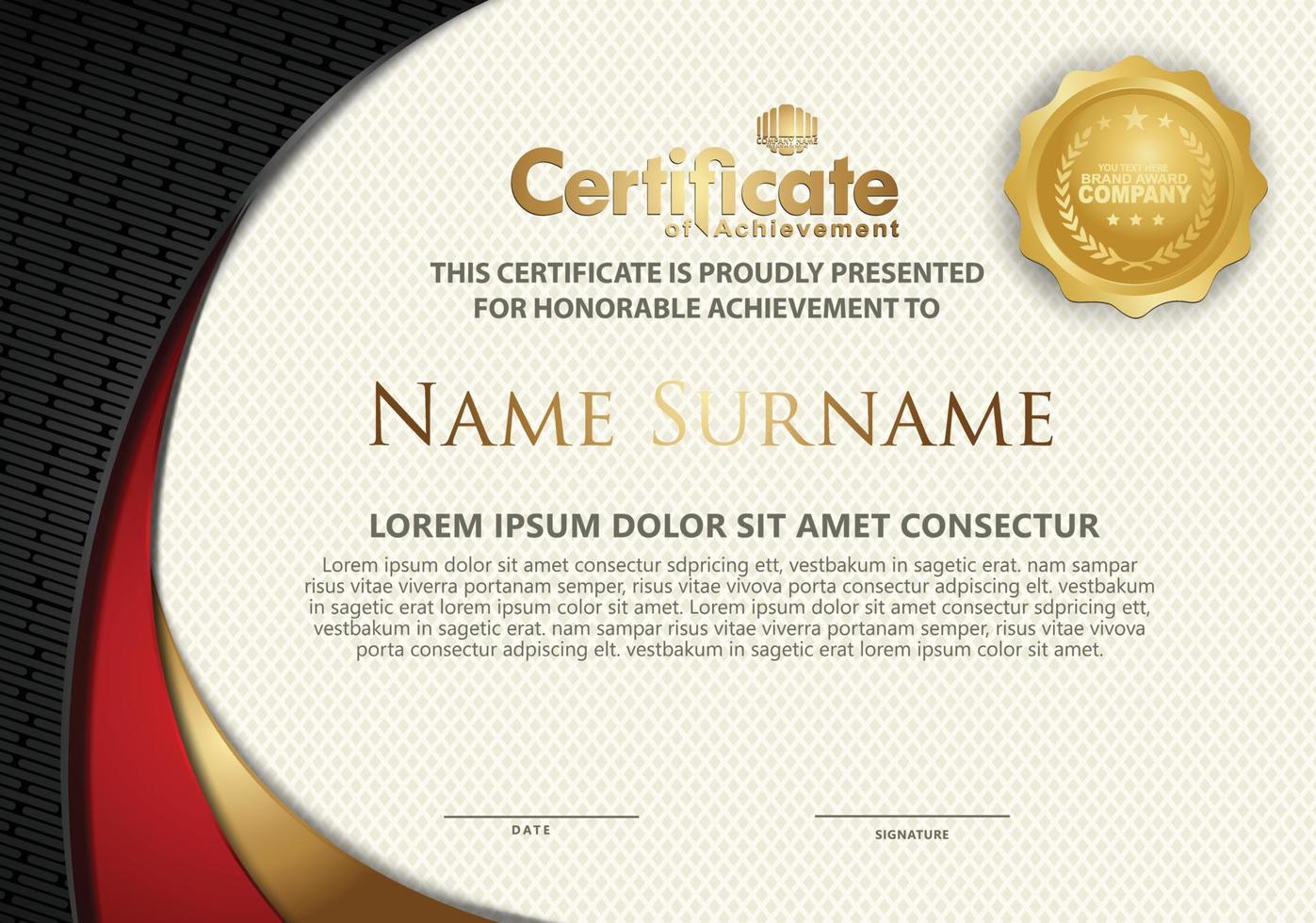 Certificate template with textured background, vector