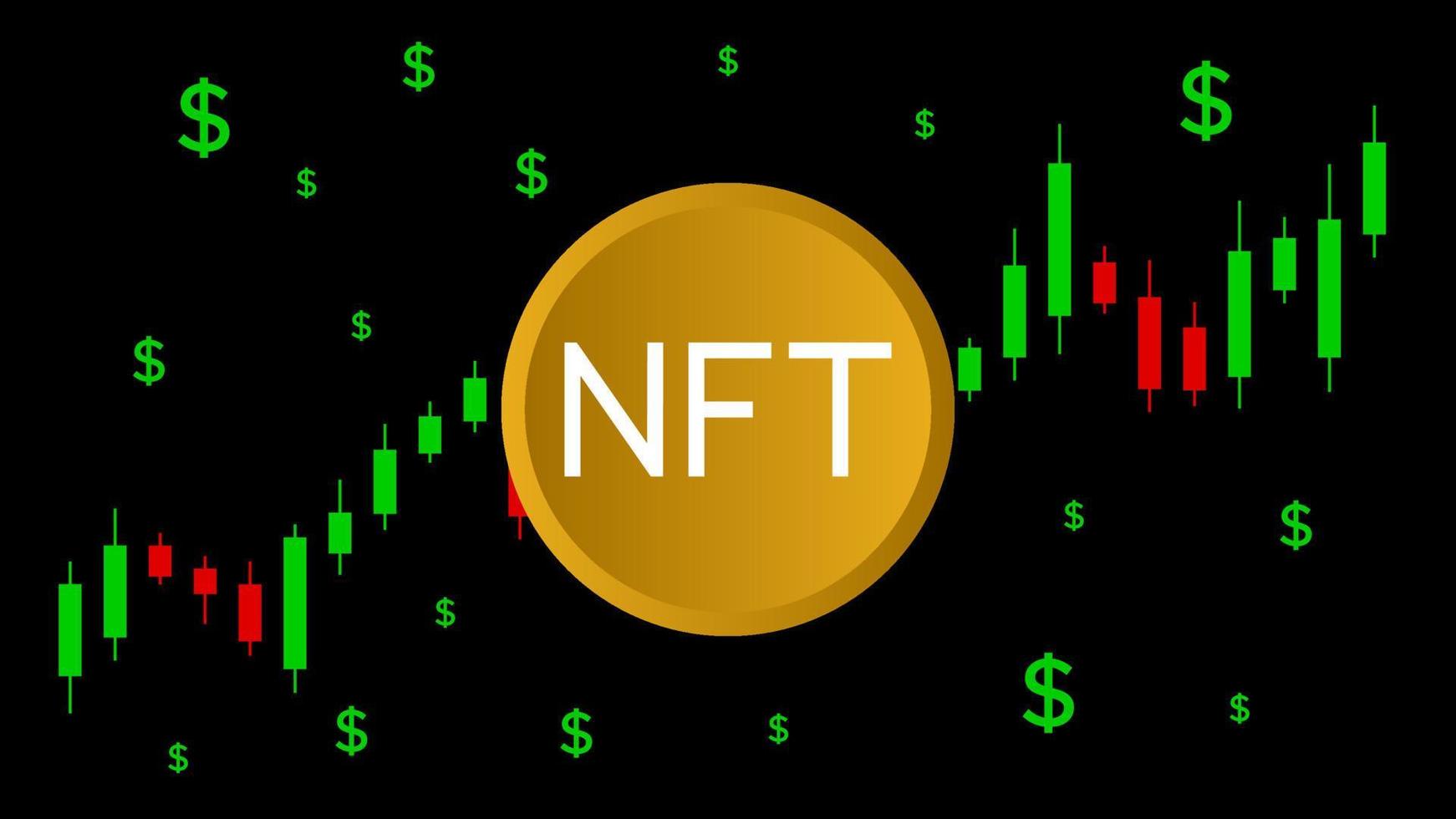 abstract futuristic technology background of NFT non-fungible token with Price Chart coin digital cryptocurrency, crypto art market. vector