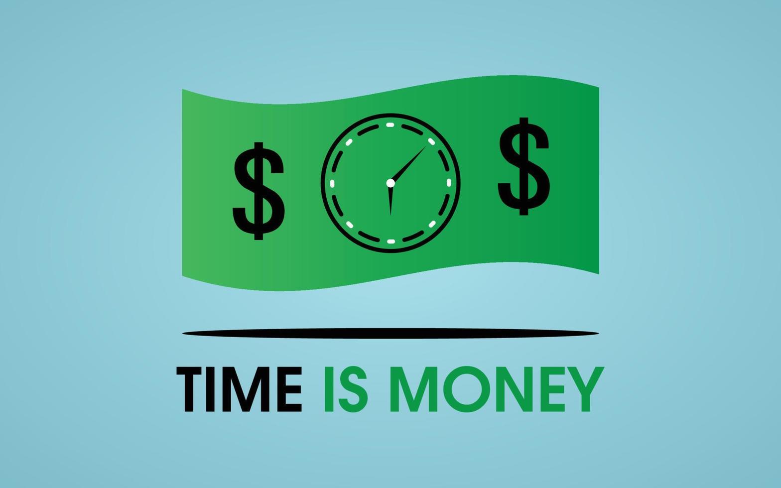 vector dollar with clock, time is money, quality time.