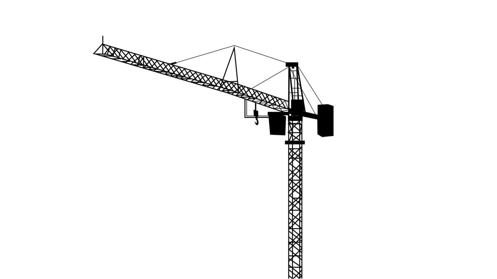 Crane with black and white color vector flat illustration