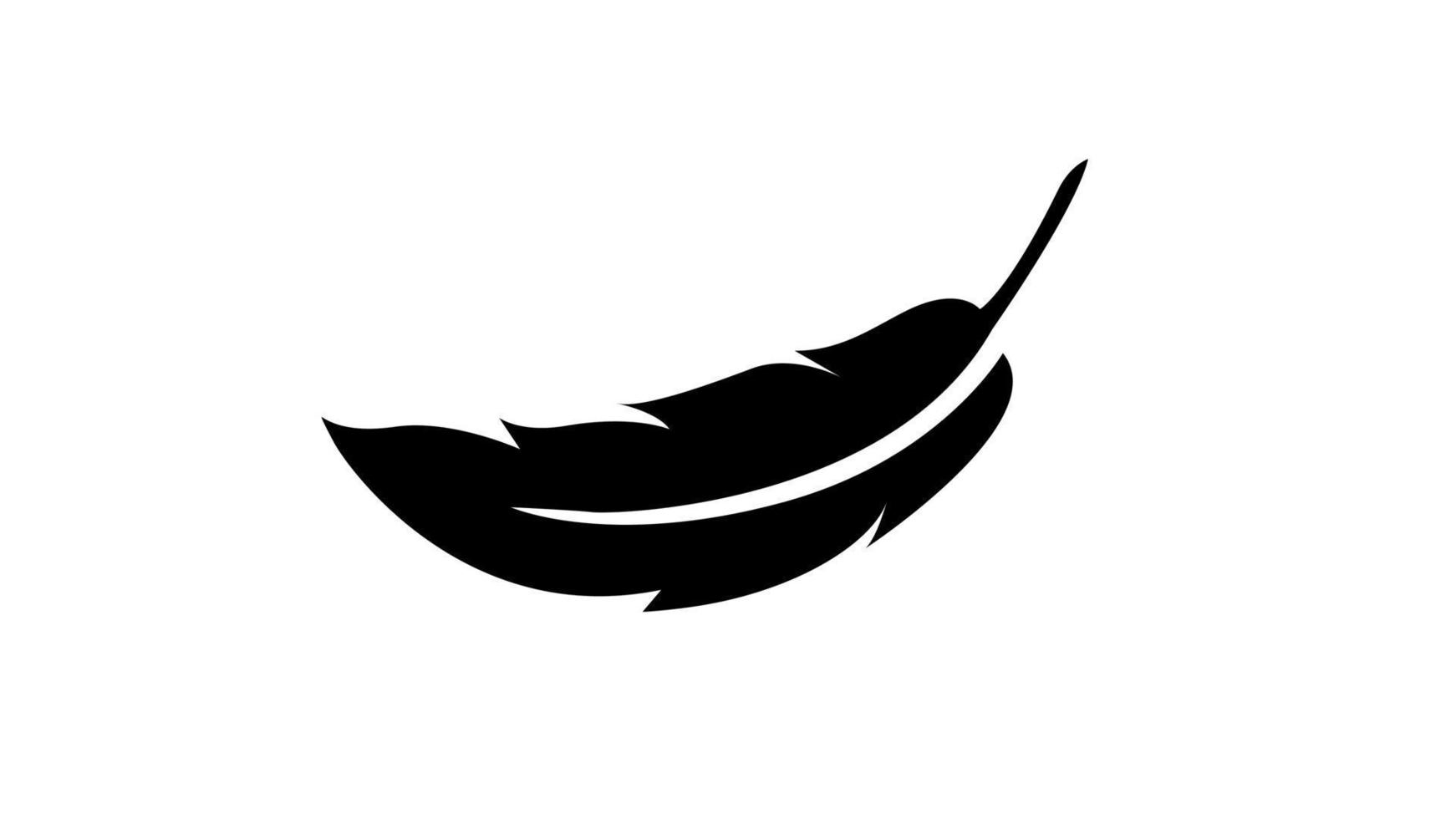 Feather logo symbol black and white vector illustration