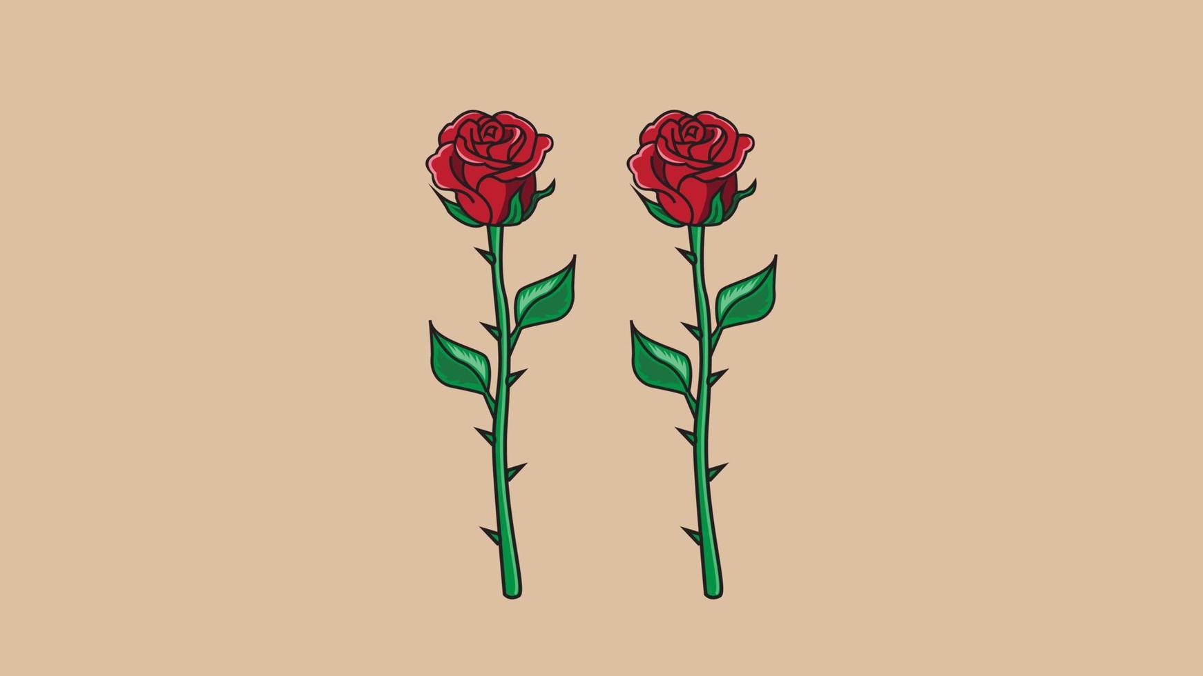 Red rose flower outline vector illustration
