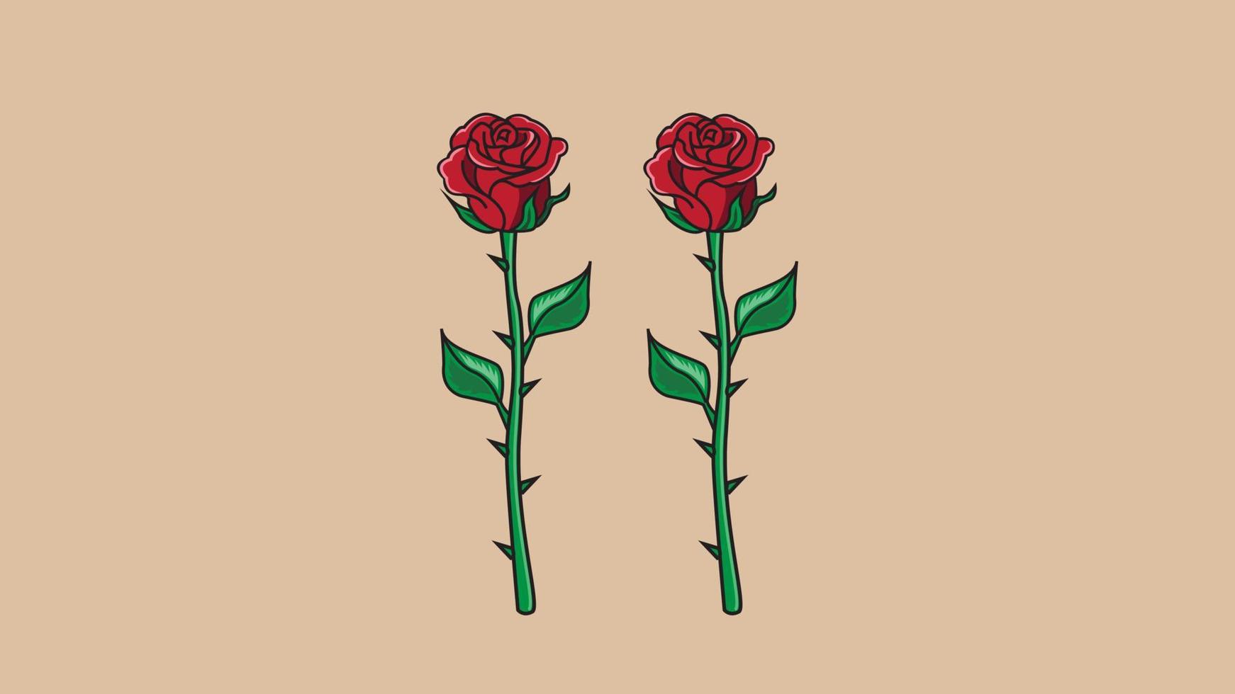 Red rose flower outline vector illustration