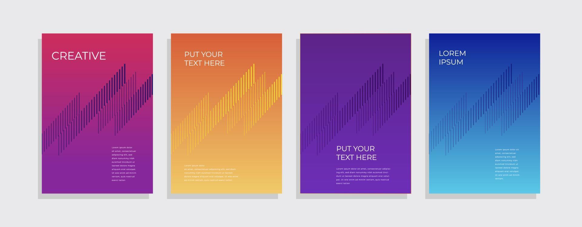 Set of minimal covers design. Colourful gradient vector background. Modern template design for cover or web