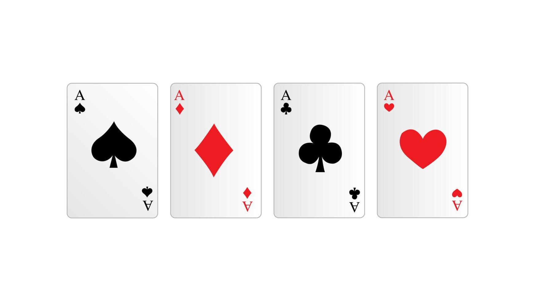 Red and black playing poker card suit. heart, club, diamond and spade vector illustration.