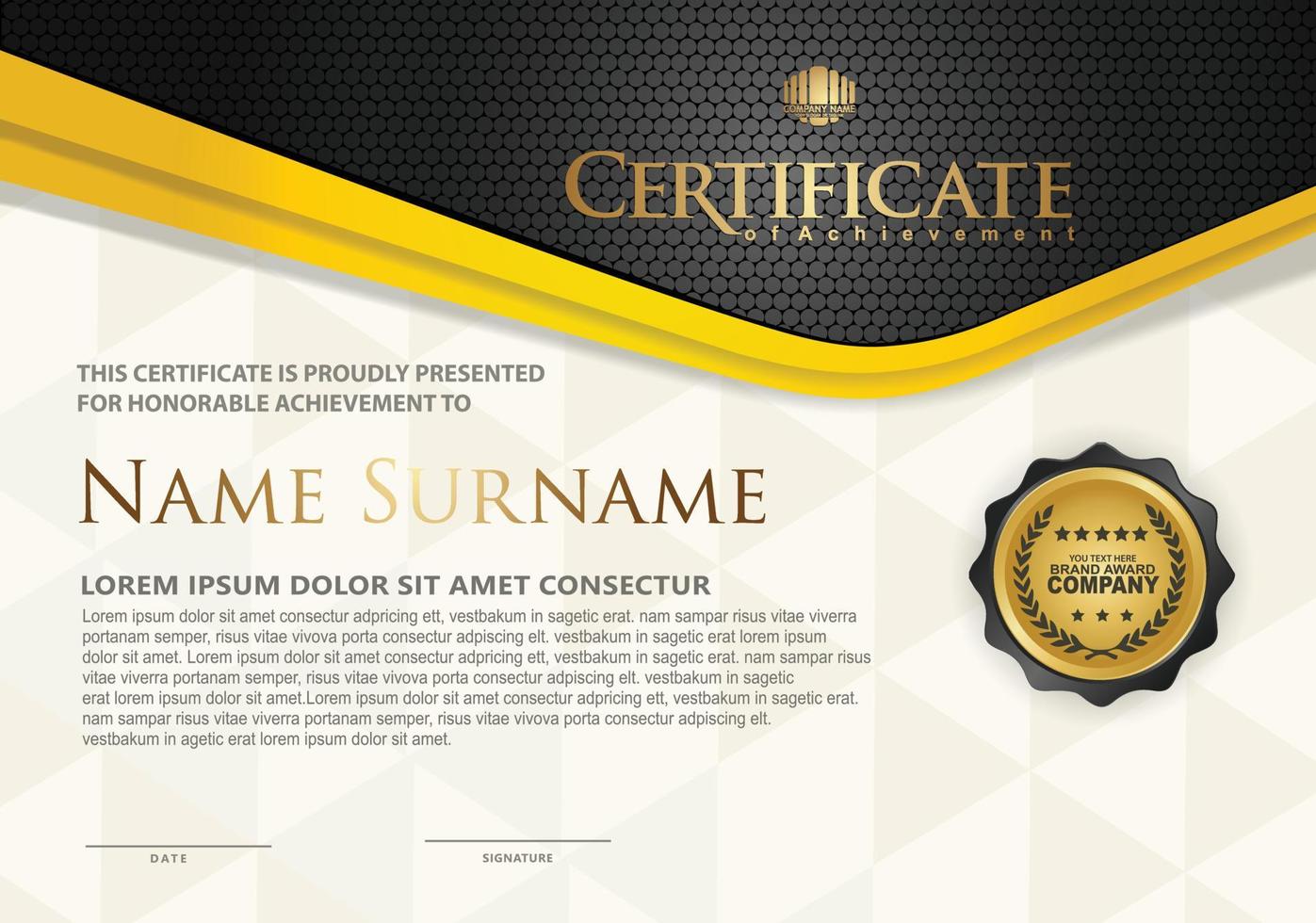 Certificate template with textured background, vector