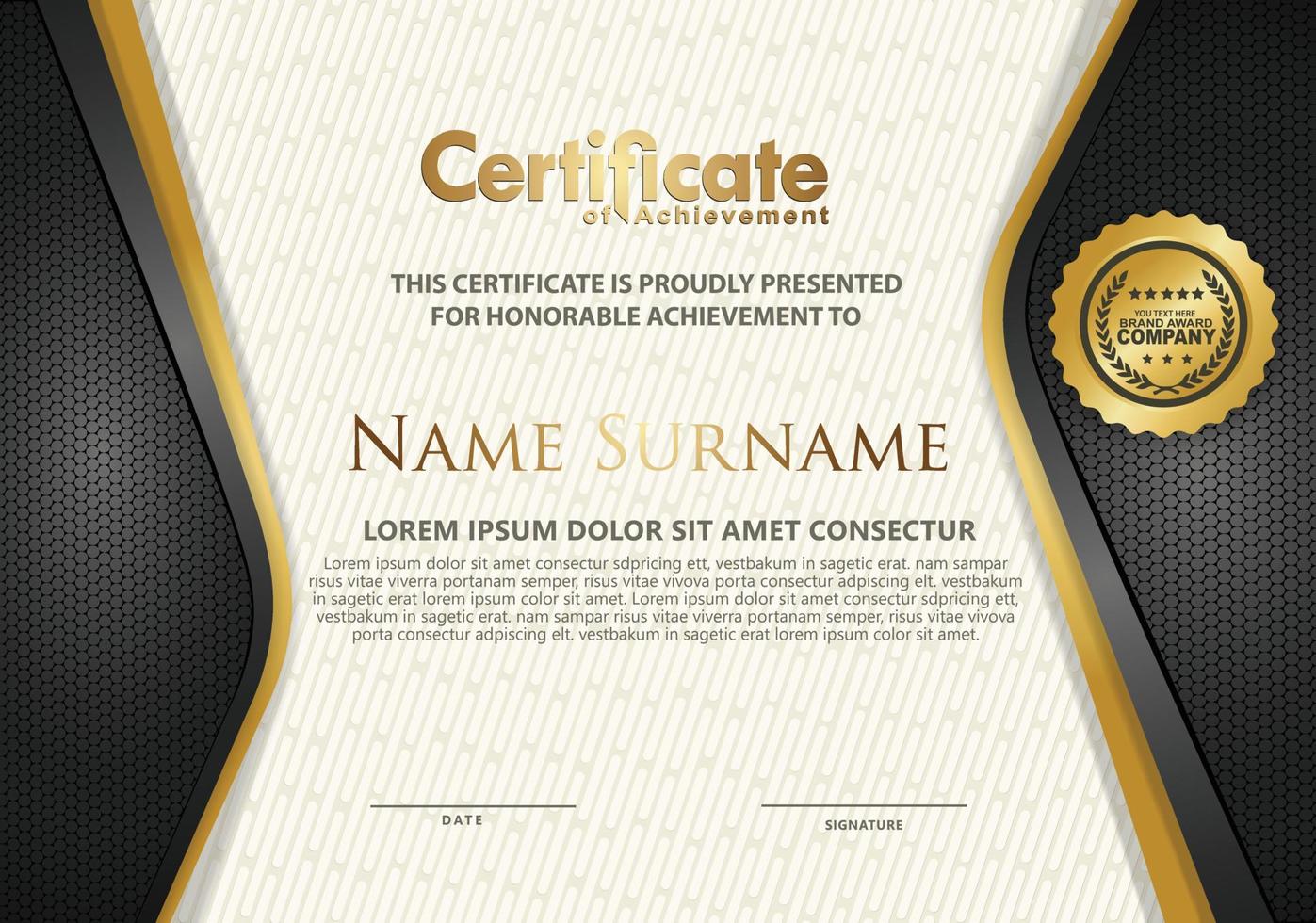 Certificate template with textured background, vector