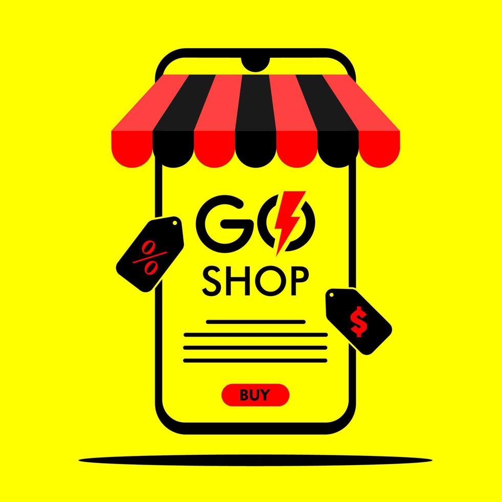 Online shop illustration of the smartphone. User Interface design. vector