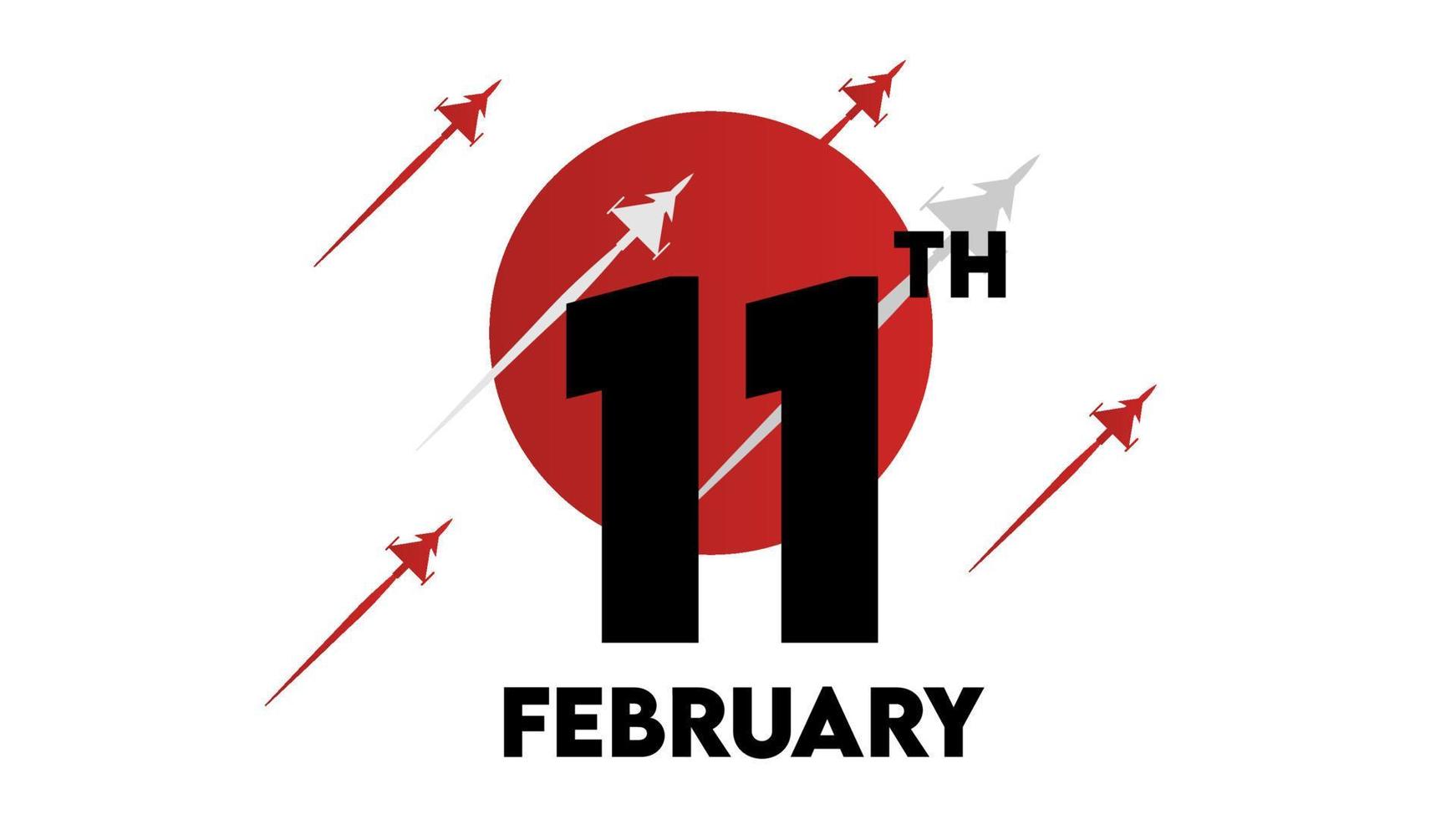 11th February, japan national foundation day banner design with silhouette aircraft. vector illustration