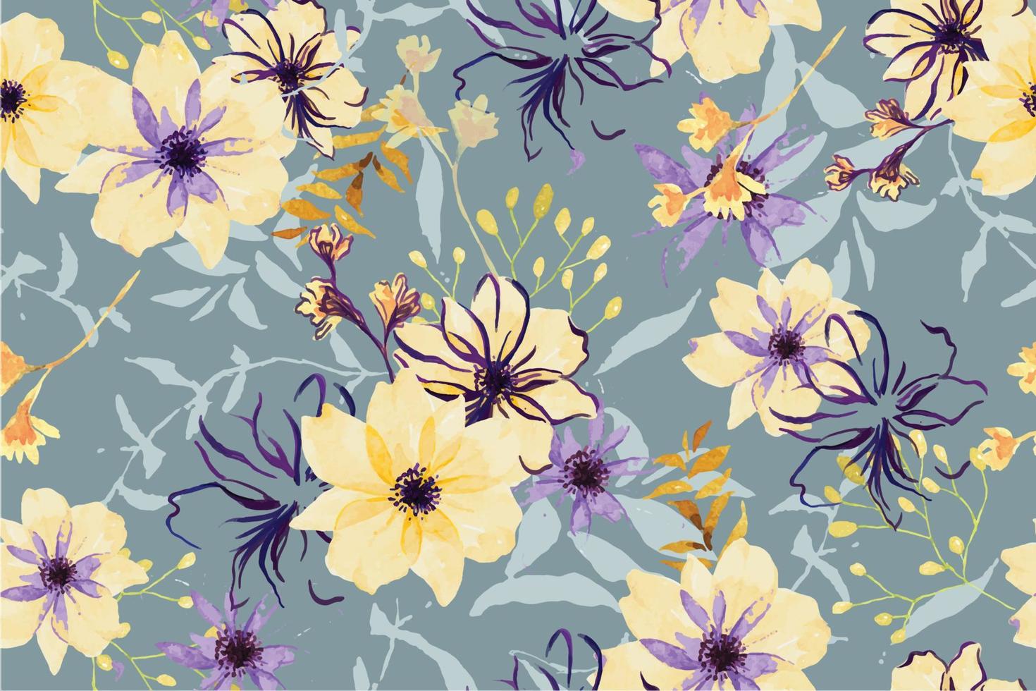 Pattern flowers with watercolor 60 vector