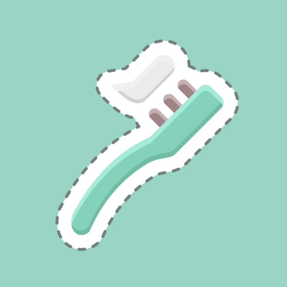 Sticker line cut Toothbrush. suitable for medicine symbol. simple design editable. design template vector. simple illustration vector
