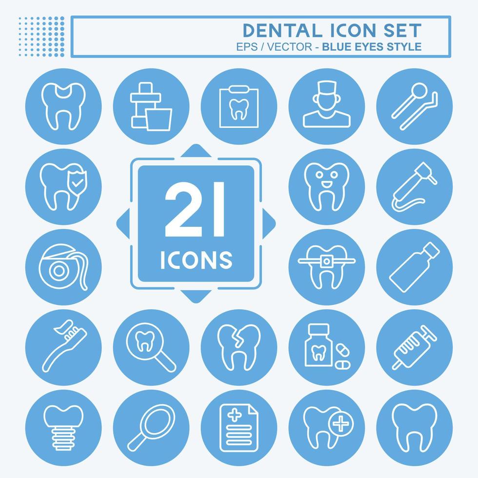 conjunto de iconos dentales. adecuado para el símbolo de la medicina. estilo de ojos azules. diseño simple editable. vector de plantilla de diseño. ilustración sencilla