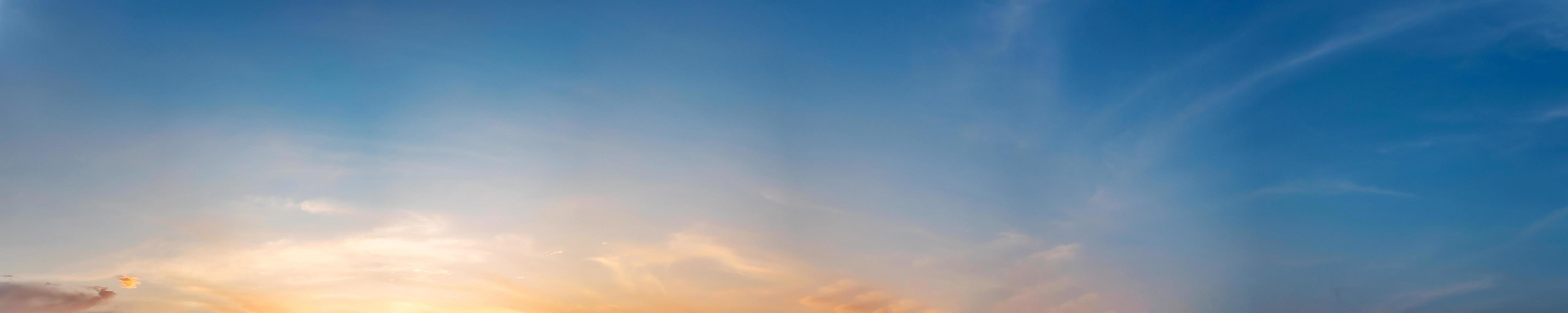 Dramatic panorama sky with cloud on sunrise and sunset time. Panoramic image. photo