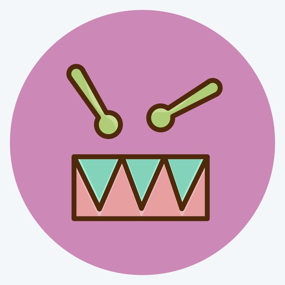 Icon Toy Drum. suitable for Kids symbol. flat style. simple design editable. design template vector. simple illustration vector