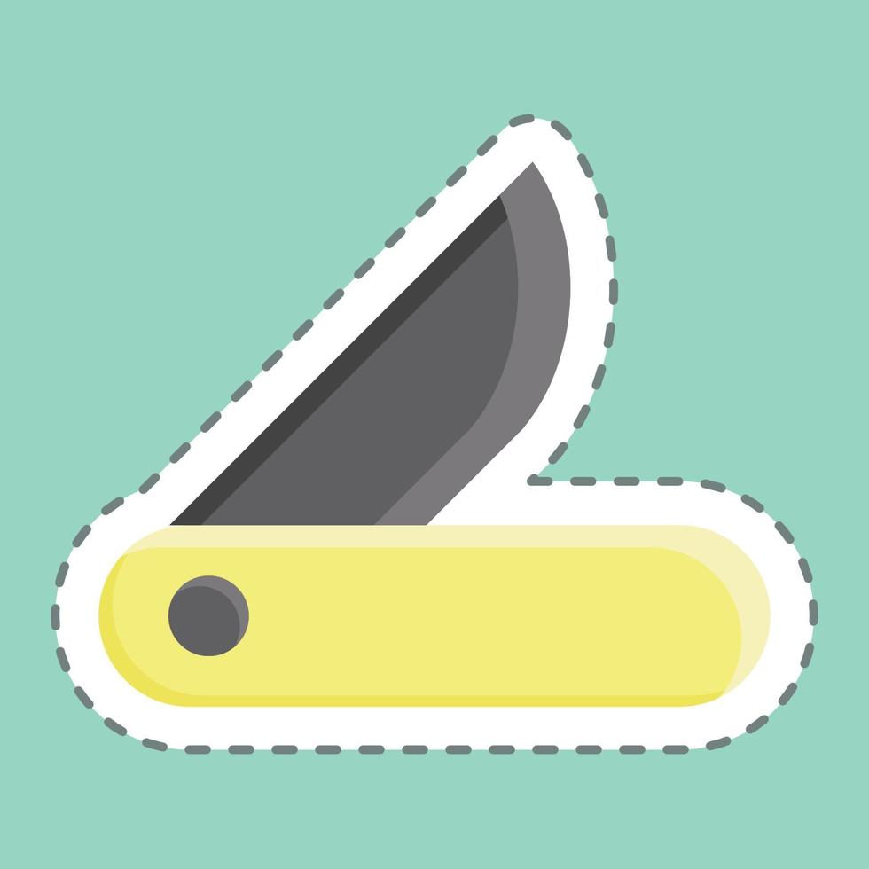 corte de línea de pegatinas clasp-knife. adecuado para la educación. diseño simple editable. vector de plantilla de diseño. ilustración sencilla