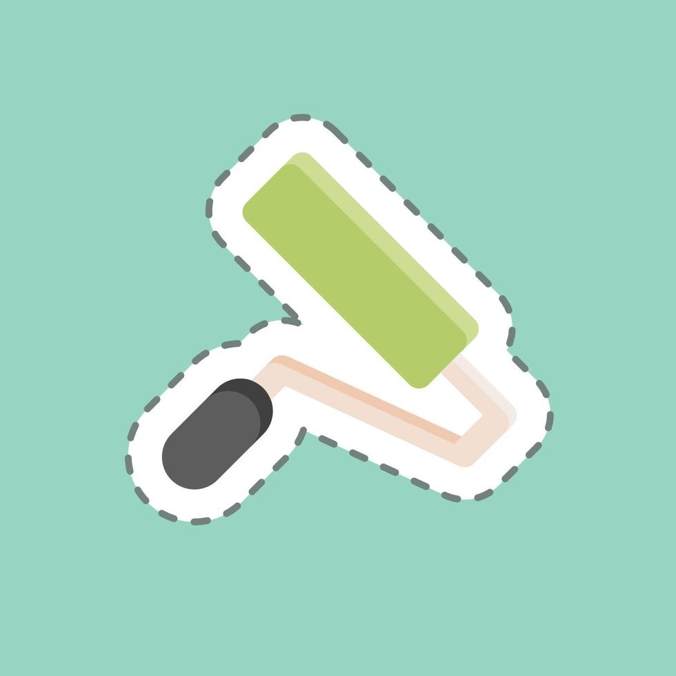 Sticker line cut Paint Roller. suitable for building symbol. simple design editable. design template vector. simple illustration vector