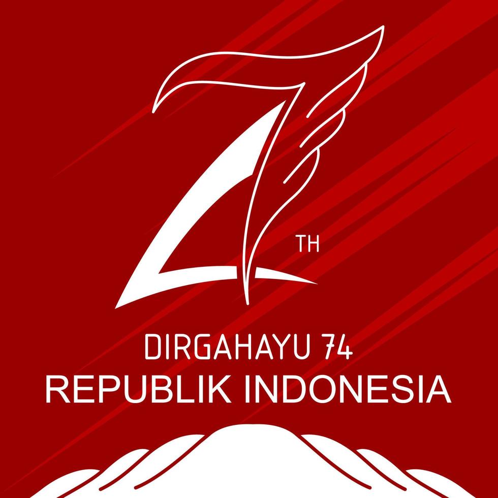 74º día de la independencia de indonesia, fondo de estilo rojo y blanco. vector