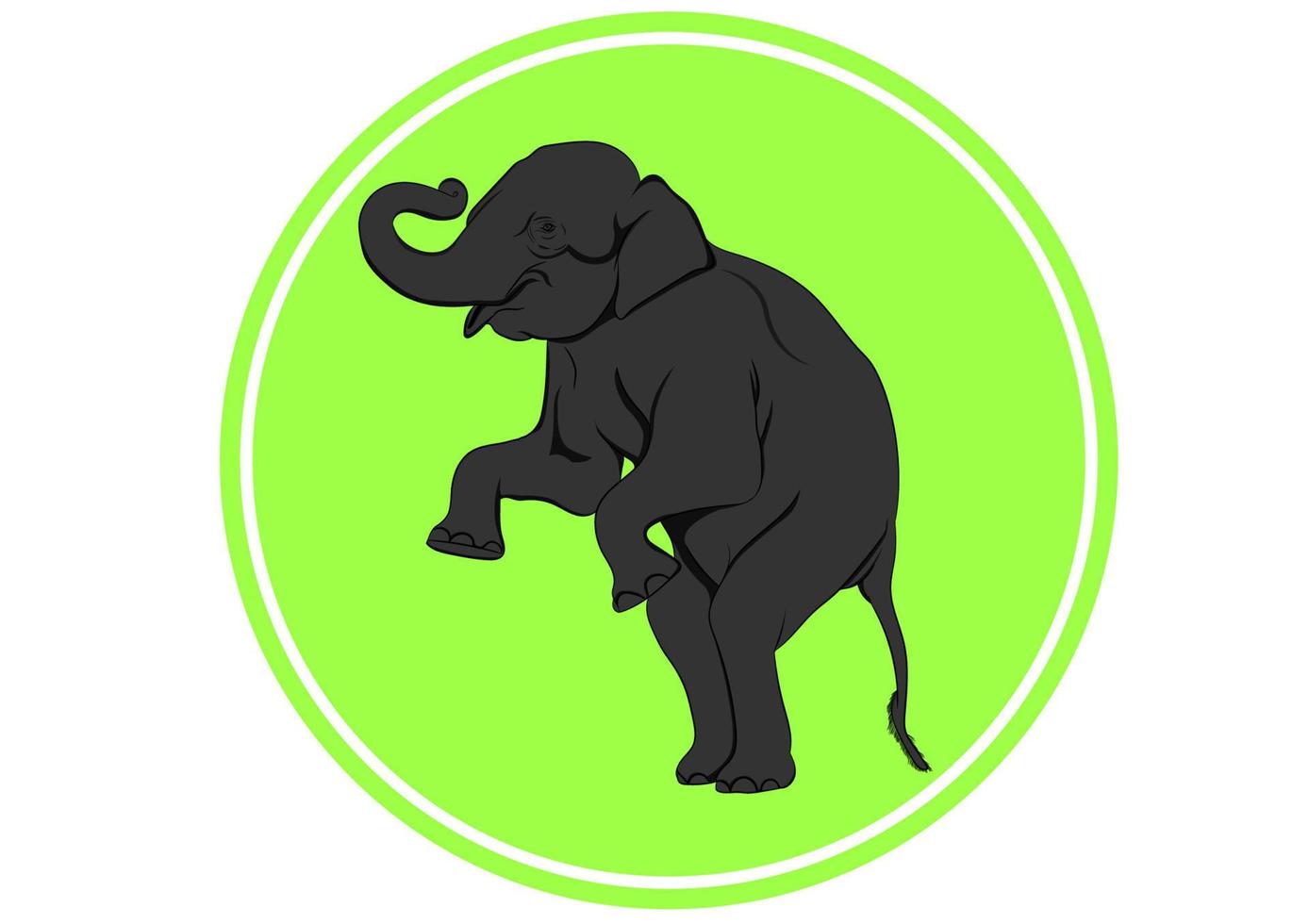 elefante asiático de pie, en el logotipo del círculo verde, ilustración vectorial de diseño gráfico de fondo blanco aislado vector