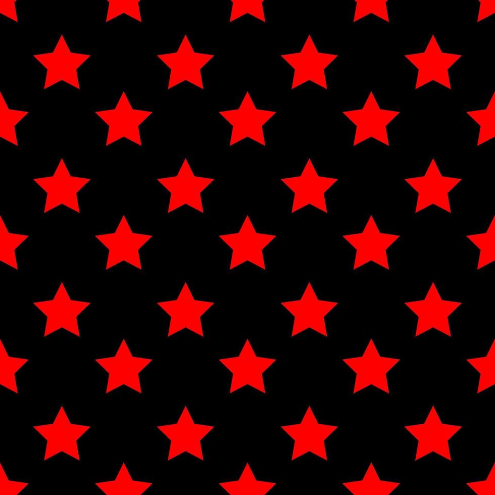 patrón rojo estrella abstracto sin costuras sobre fondo negro, textura de ilustración vectorial para papel, envoltura y tela vector