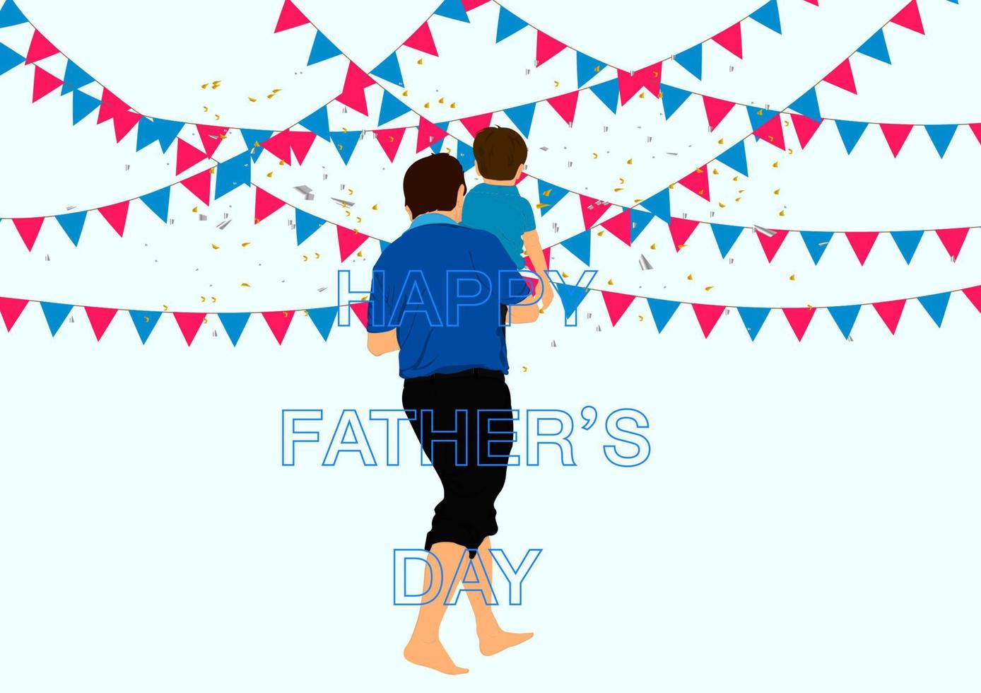 graphics festival flag with Father holding the young on hands vector illustration