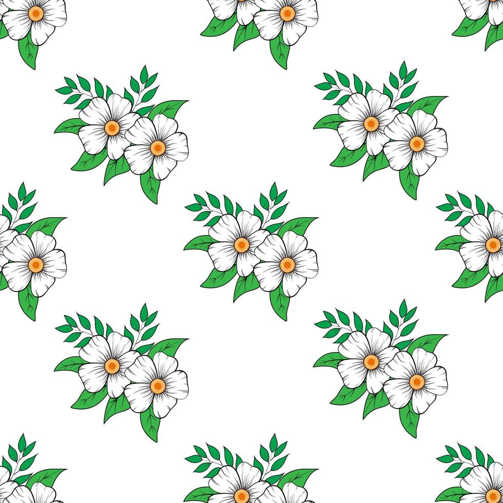 flor blanca transparente con gráficos de hojas para fondo de papel tapiz de patrón ilustración de vector de fondo blanco aislado