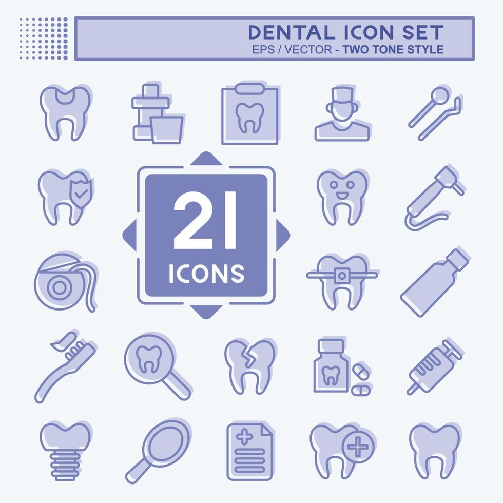 Icon Set Dental. suitable for medicine symbol. two tone style. simple design editable. design template vector. simple illustration vector