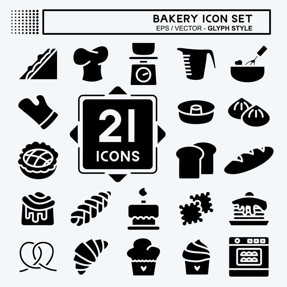 Icon Set Bakery. suitable for Bakery symbol. glyph style. simple design editable. design template vector. simple illustration vector