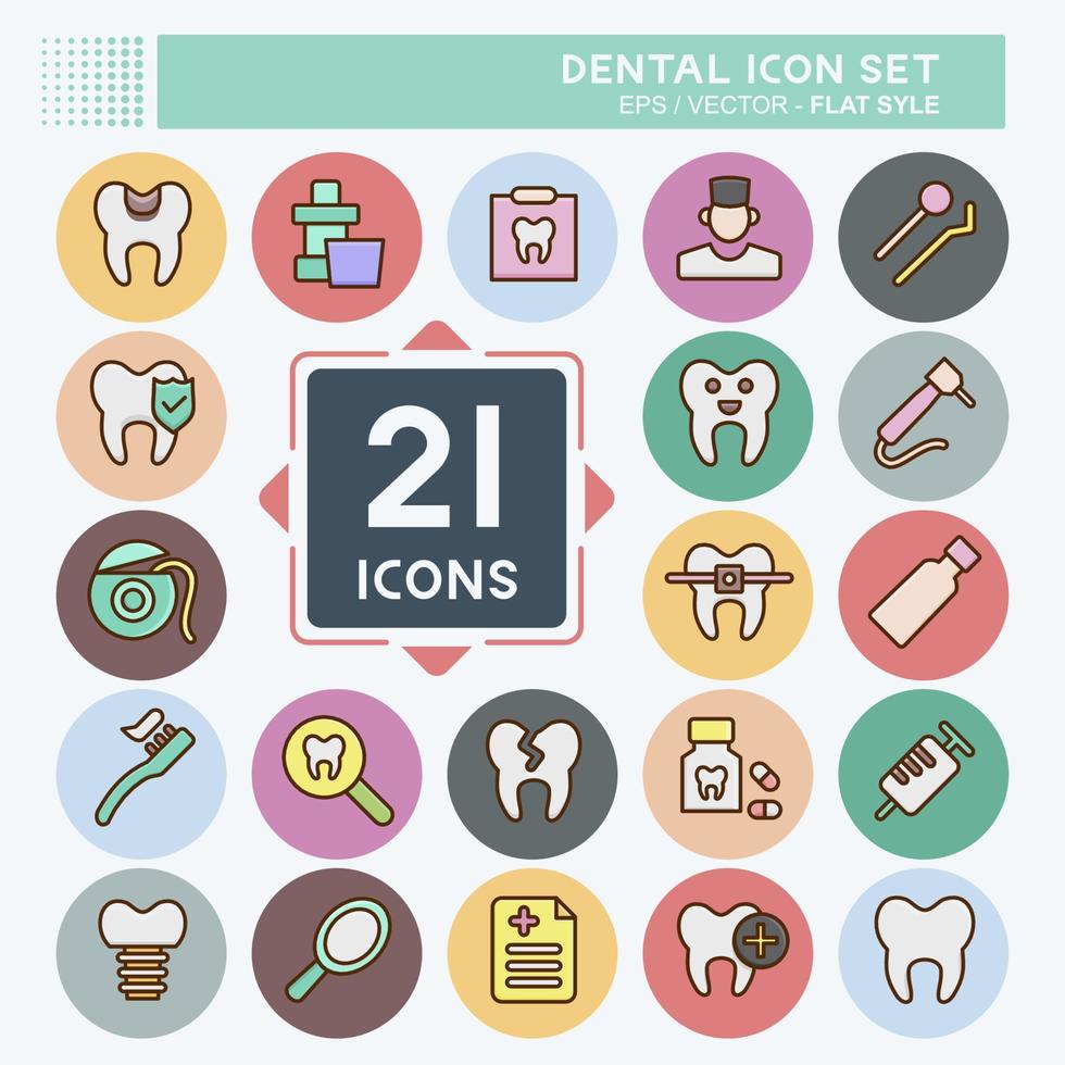 Icon Set Dental. suitable for medicine symbol. flat style. simple design editable. design template vector. simple illustration vector