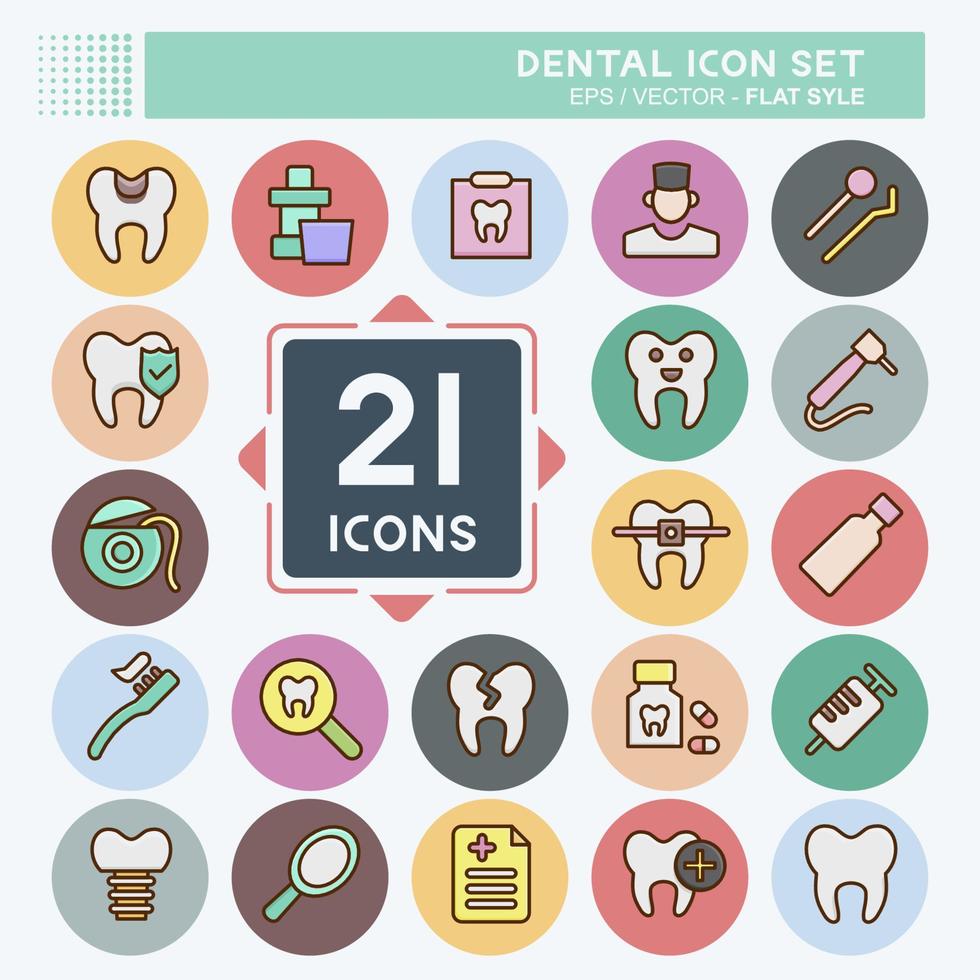 conjunto de iconos dentales. adecuado para el símbolo de la medicina. estilo plano diseño simple editable. vector de plantilla de diseño. ilustración sencilla