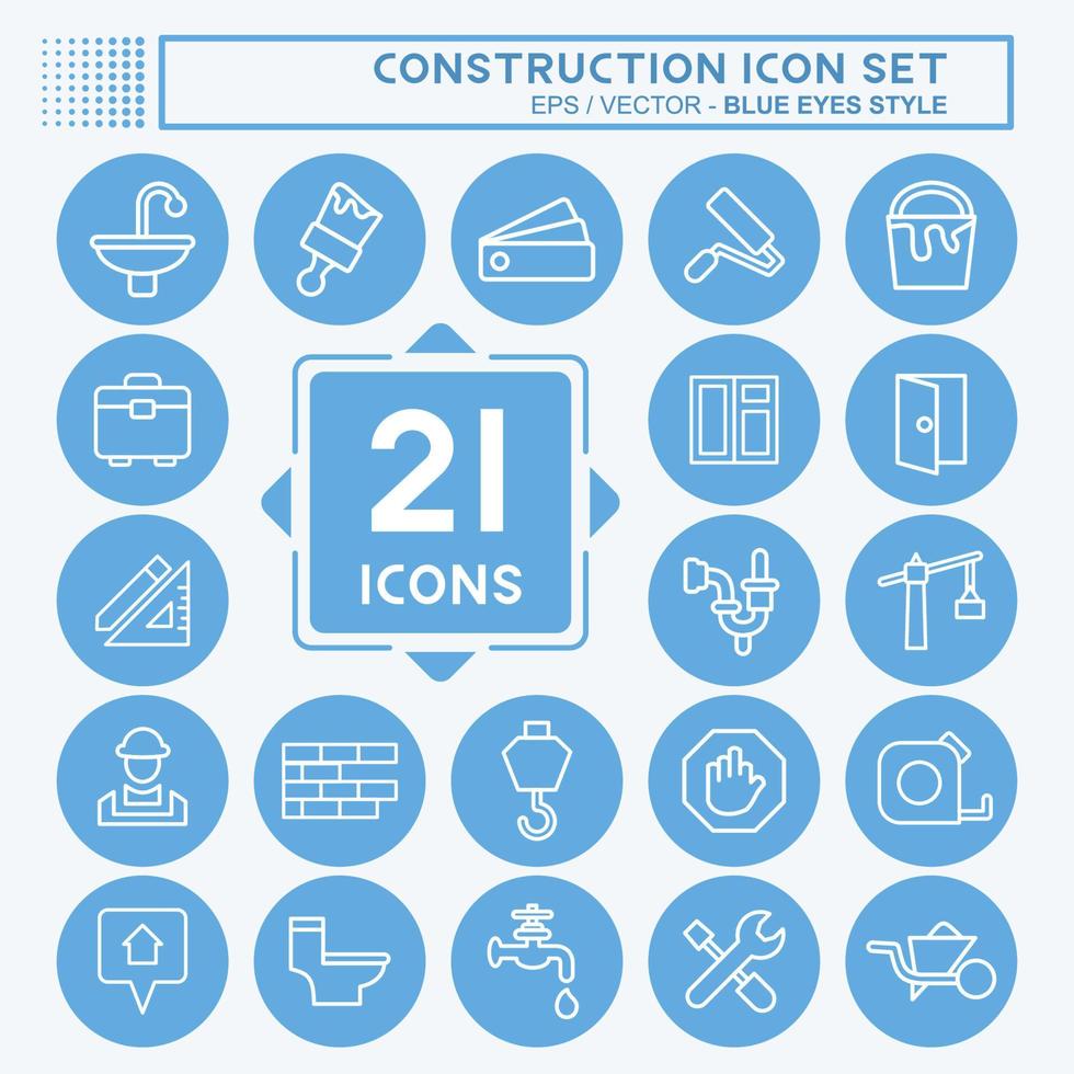 construcción de conjuntos de iconos. adecuado para la construcción de símbolo. estilo de ojos azules. diseño simple editable. vector de plantilla de diseño. ilustración sencilla