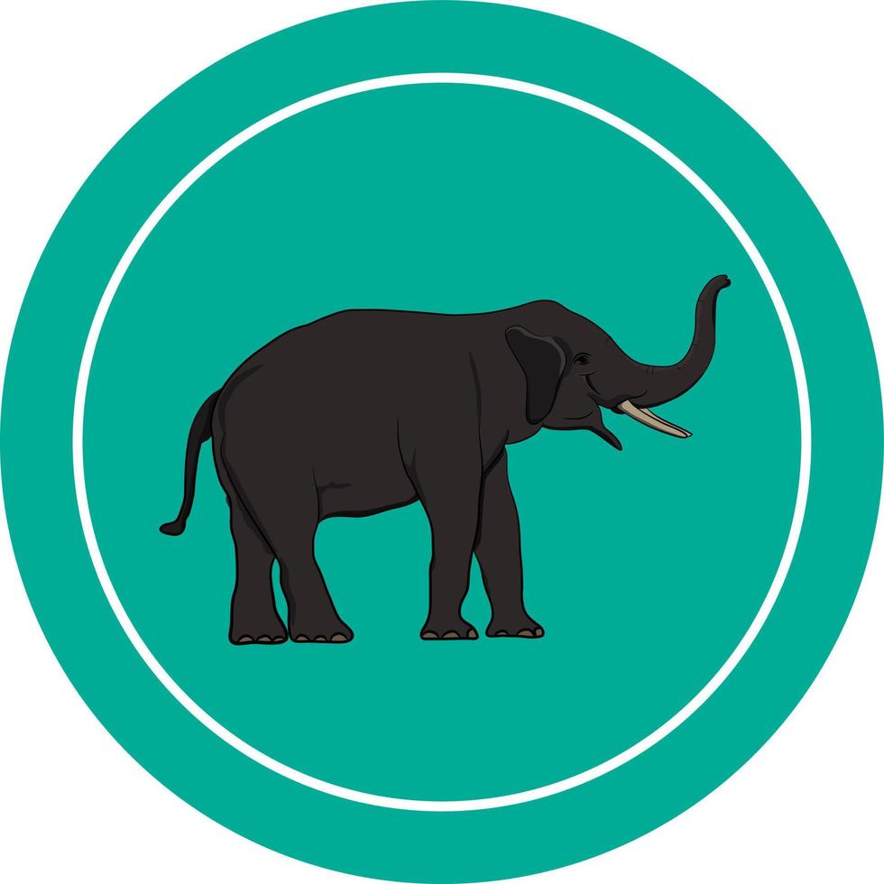 elephant walking in green circle, graphics design vector Illustration for logo