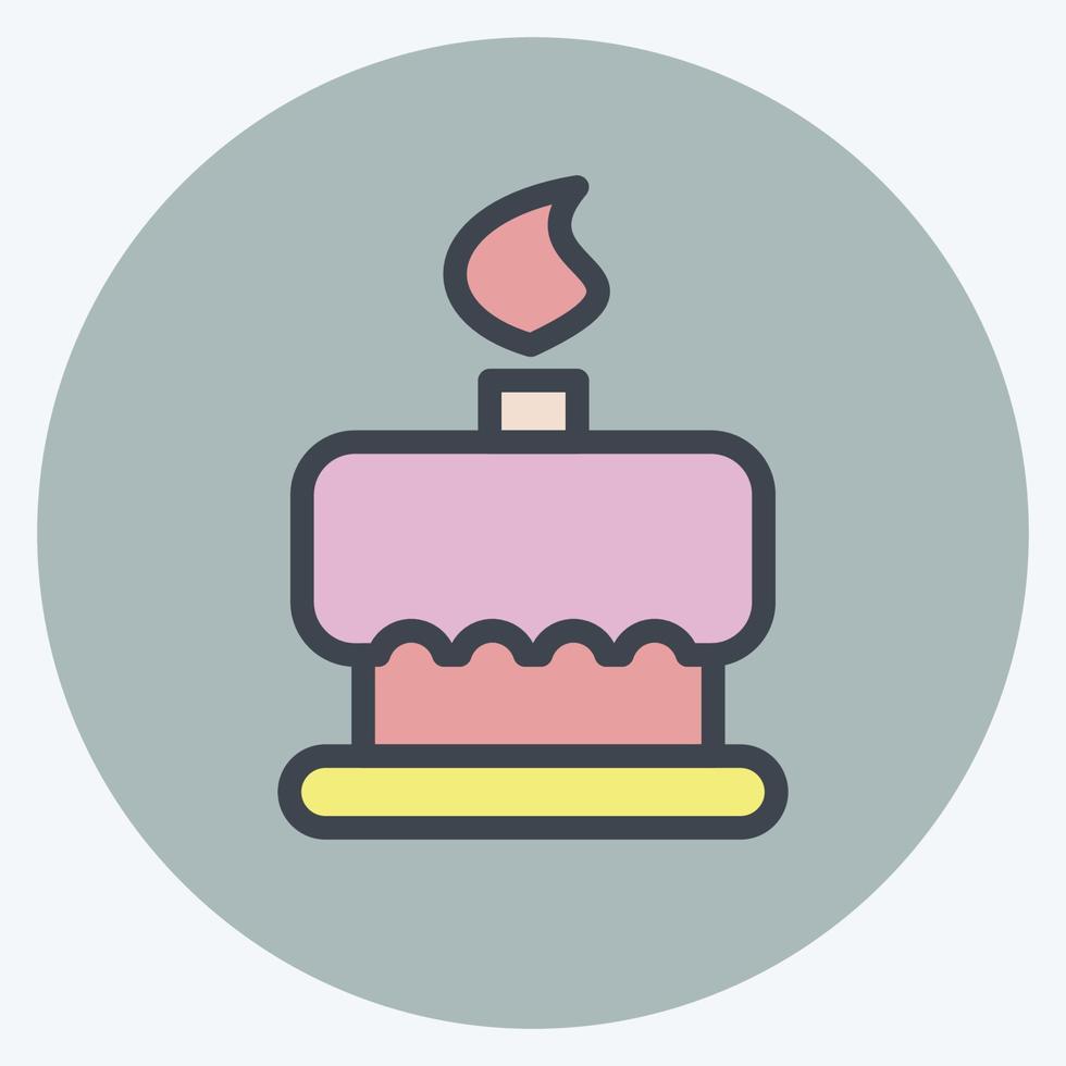 pastel de cumpleaños de icono. adecuado para el símbolo de panadería. estilo compañero de color. diseño simple editable. vector de plantilla de diseño. ilustración sencilla