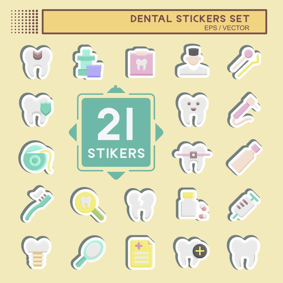 Sticker Set Dental. suitable for medicine symbol. simple design editable. design template vector. simple illustration vector