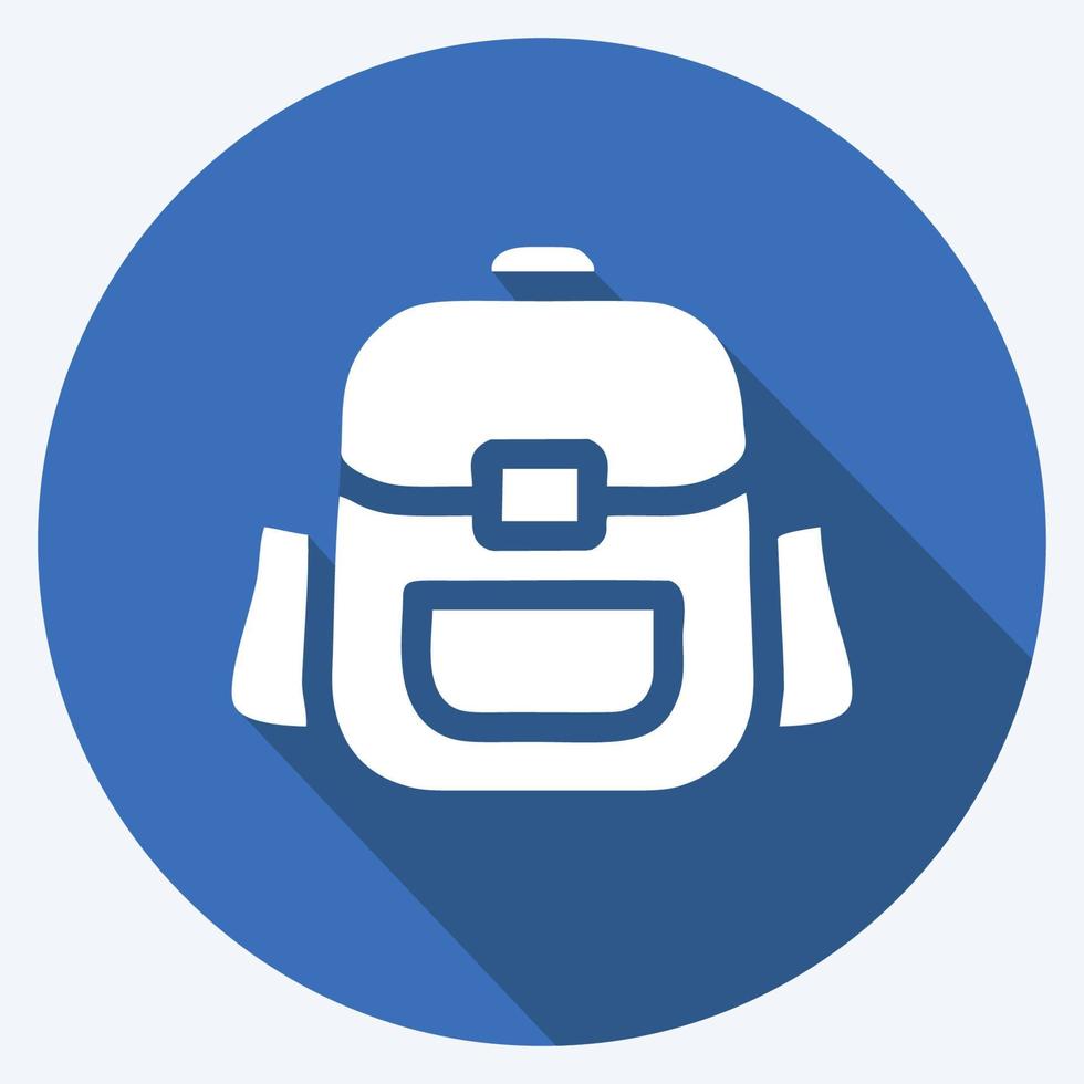 Icon Backpack. suitable for education symbol. long shadow style. simple design editable. design template vector. simple illustration vector