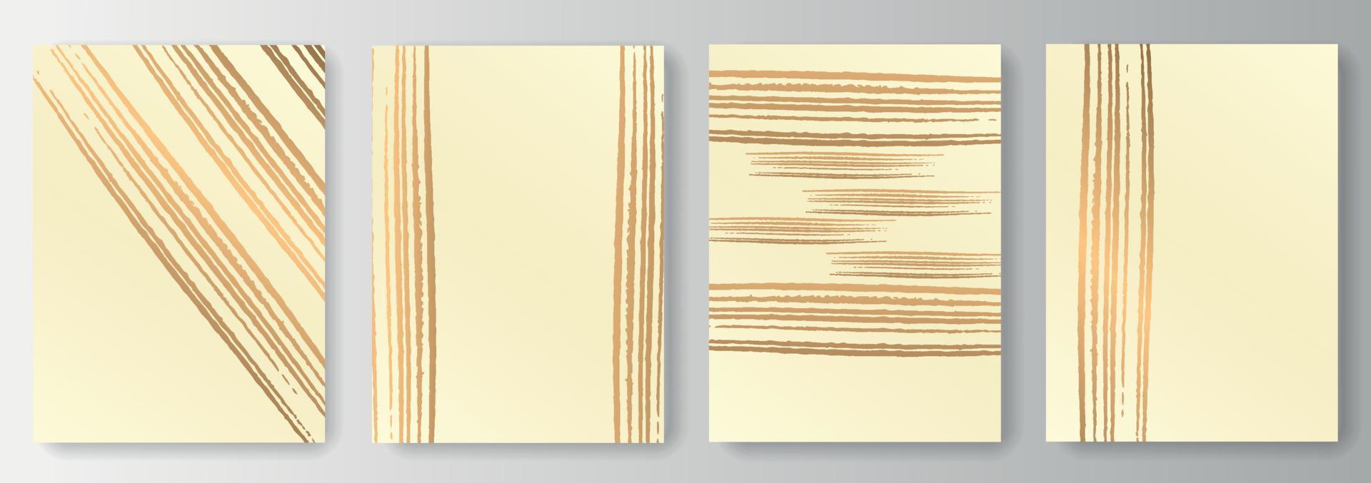 Collection of beige backgrounds with golden lines vector